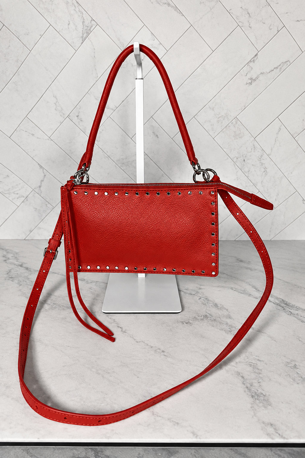 Rebecca Minkoff Darren Convertible Crossbody | Red Studded Leather